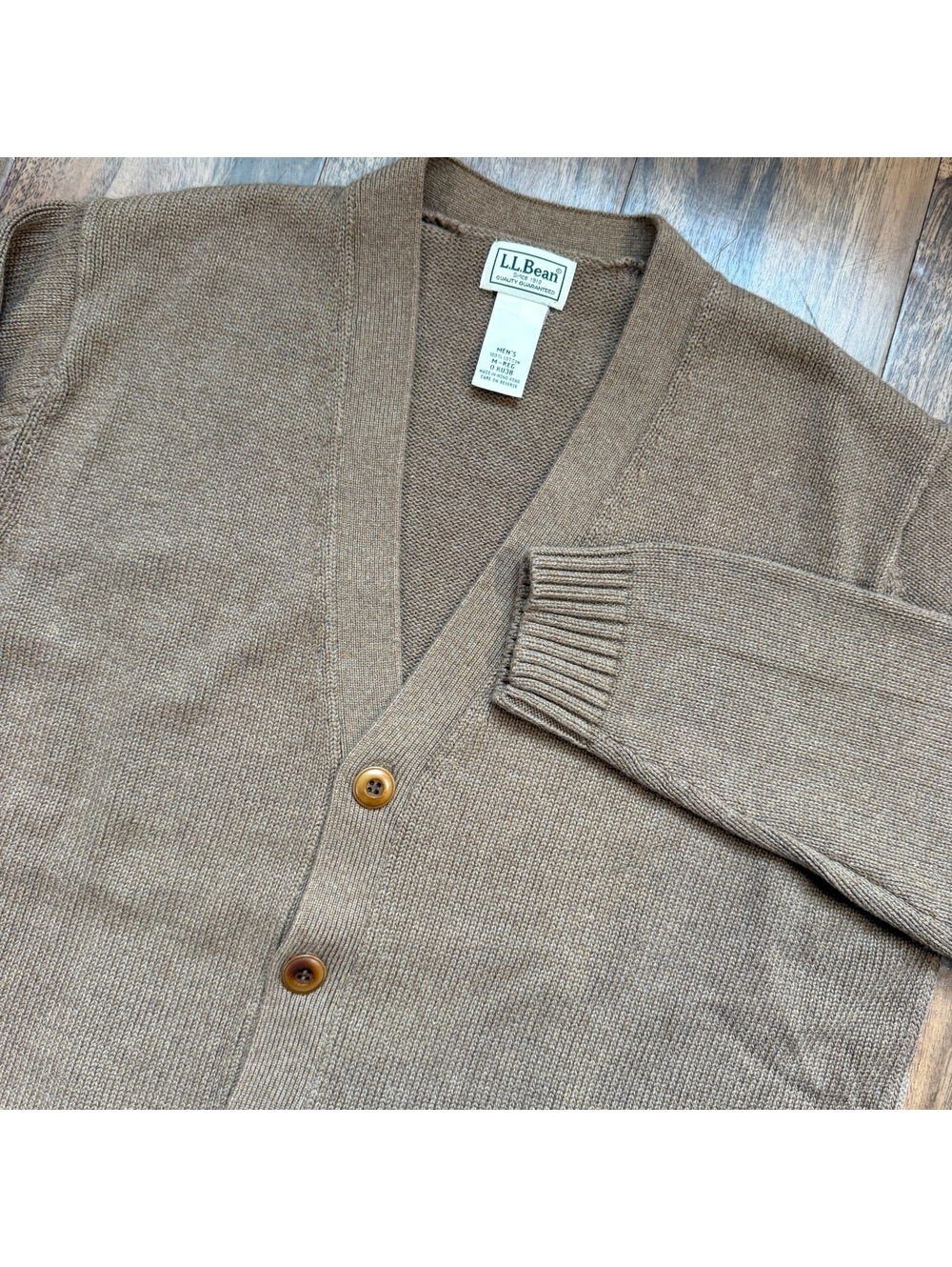 Vintage 90s LL Bean Mens Cotton Cardigan Sweater M Brown Button Up